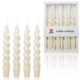 White Spiral Taper Candles 7.5inches Candle Sticks 4 Pcak Twisted Tapered Candles Dinner Candle - Unscented Candles for Home Decoration Wedding Party