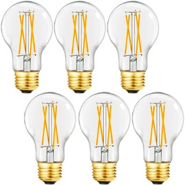 A19 Vintage LED Edison Light Bulbs 75 Watt, E26 Dimmable LED Filament Light Bulbs, Daylight White 5000K,8W Equal 75W Incandescent Bulbs,850LM, AC120V, A19 LED Bulb with 90 CRI,COCODI-6Pack (8W-5000K)