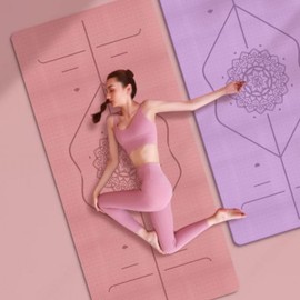 Thick Yoga & Pilates Mat for Home Workouts Dual Blue Gray 2ea