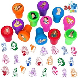 24 Pcs Princess Themed Stampers, Princess Birthday Party Supplies, Classroom Rewards Prizes, Goody Bag Treat Bag Stuff for Princess Birthday Party Gifts