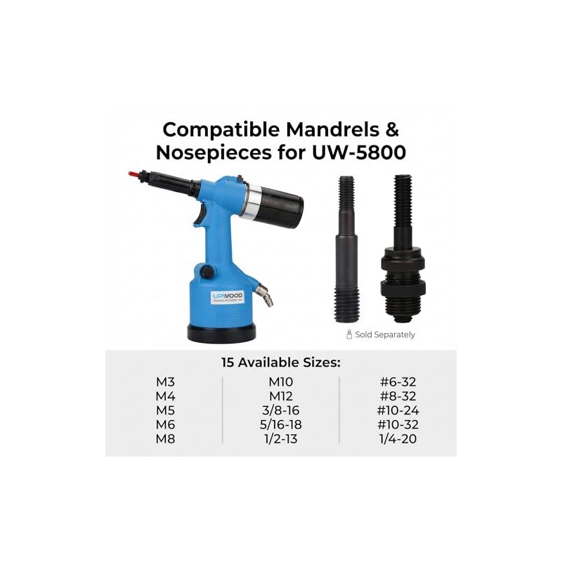 M10 Mandrel 5pcs Replacement Rod for 5800 Air Hydraulic Rivet
