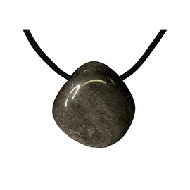 KRIO® 1 x gemstone pendant in size M – L as a pendant drilled for a leather cord – stone type – (silver obsidian)
