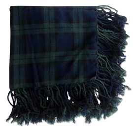 AAR Kilt Fly Plaid Acrylic Wool Scarf Rolled Fringe Shawl