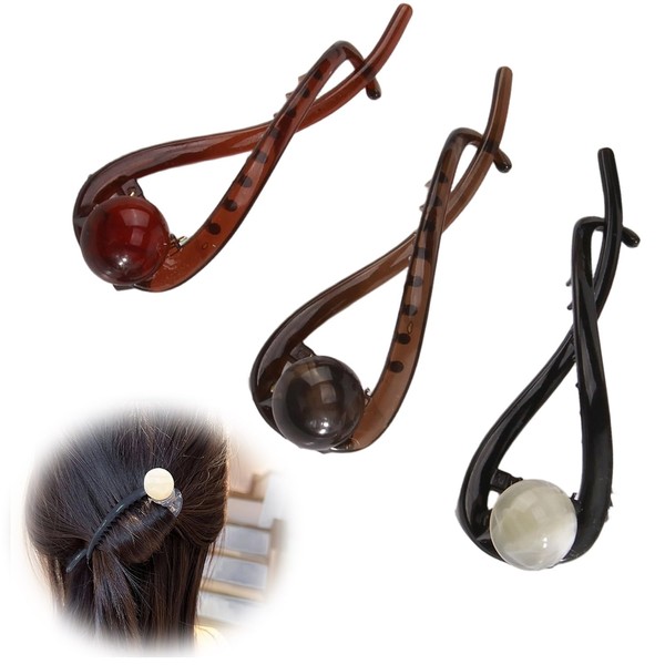 Women's Hair Clips Set - 3 Pieces Pearl Hair Clip