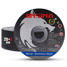 JINSINA Cut Off Wheels 27 PCS, 6 Inch Metal and Stainless Steel Cutting Wheel, Fast Cutting Disc for Angle Grinder (6 x 1/16 x 7/8inch) 25+2pcs