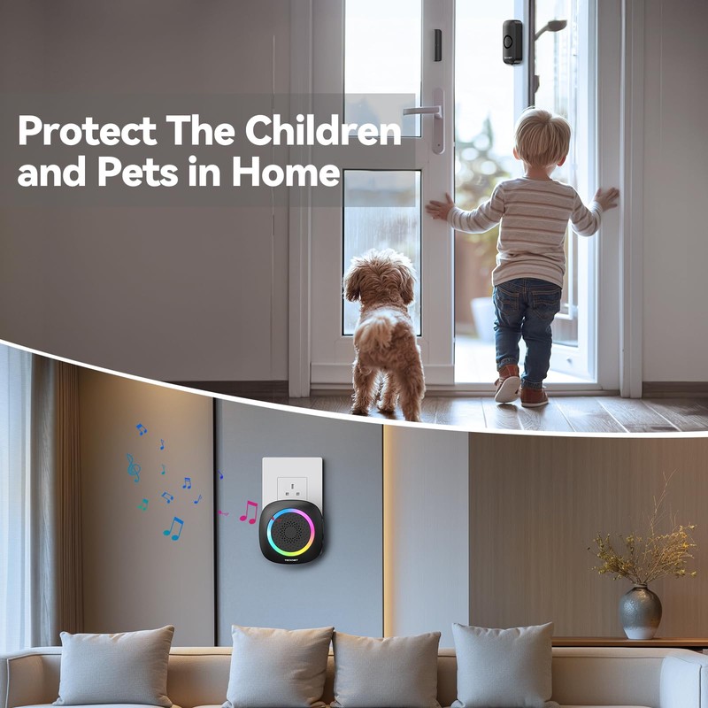 TECKNET Wireless Door Open Sensor Alarm Chime, 1000ft Operating Range