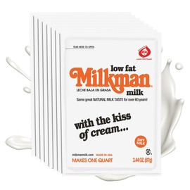 Milkman Low-Fat Milk - Instant Dry Milk Powder Packets - For Coffee, Baking, or Travel - Just Add Water, Makes One Quart - Classic, Natural Taste with the Kiss of Cream! (9 Pack)