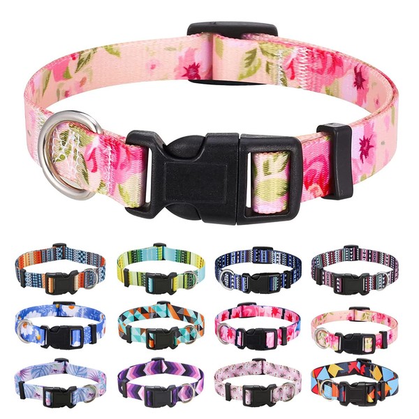 Mihqy Dog Collar with Bohemia Floral Tribal Geometric Patterns -