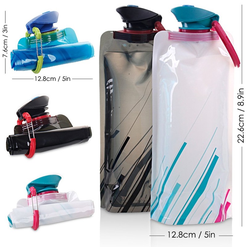Foldable Water Bottle Set of 3, Maxin Flexible Foldable Reusable