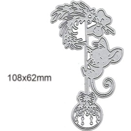 Cutting Die Feather, Bow, Animal, Mouse Metal Cutting Die, Christmas Climbing Mouse with Bow, Stencils for DIY Scrapbooking, Photo Album, Decorative Embossing, Paper