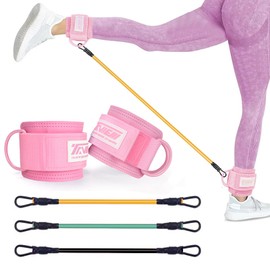 Ankle Straps Resistance Bands with Cuffs, Ankle Bands for Working Out, Ankle Resistance Band for Leg, Booty Workout Equipment for Kickbacks Hip Fitness Training, Exercise Bands for Butt Lift Women