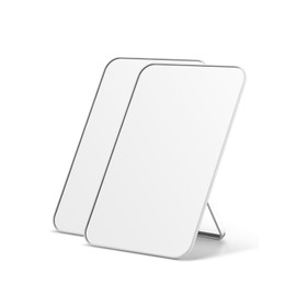 OMIRO Desk Makeup Mirror, 8 x 5 inches Table Mirror with Foldable Stand and Hanging Hole for Shaving and Travelling, White,2PCS