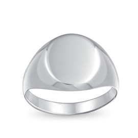 Basic Simple Monogram Engravable 925 Sterling Silver Oval Signet Ring For Men For Women size L