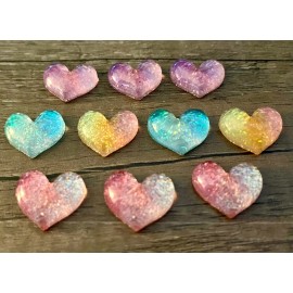10pc Colorful Glitter Heart Shoe Charms for Crocs or Shoe Laces