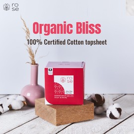 Rose Organic Pads - Ultra Thin Night Pads with Wings, Ultra Absorbent, Organic Cotton Topsheet, Unscented - 10 Count (Pack of 1)