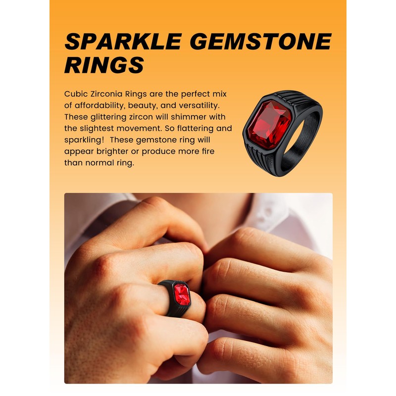 Bestyle Chunky Band Ring for Men, Stainless Steel Ring with