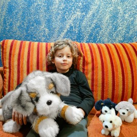 Tezituor Australian Shepherd Dog Stuffed Animals with Babies, 24'' Mommy Stuffed Dog with Puppies for Kids, Realistic Border Collie Stuffed Animal for Girl Boy, Plush Dog Toys Gift for Christmas Decor