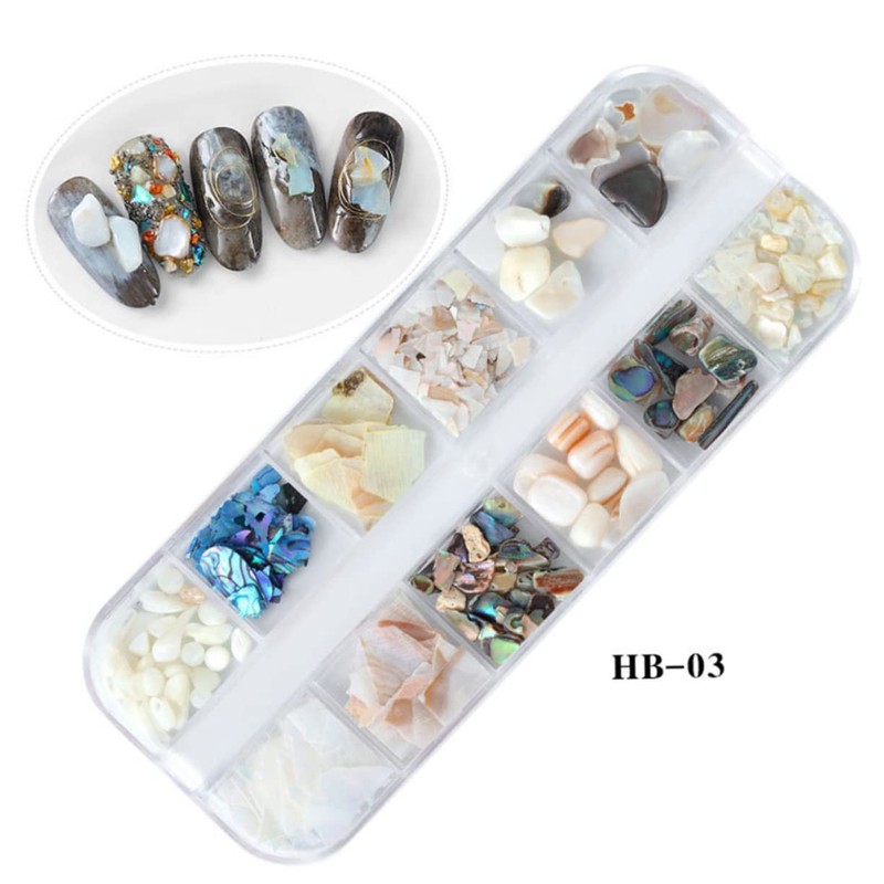 LALAFINA 2sets Natural Shell Flake Nail Art Decor Set High