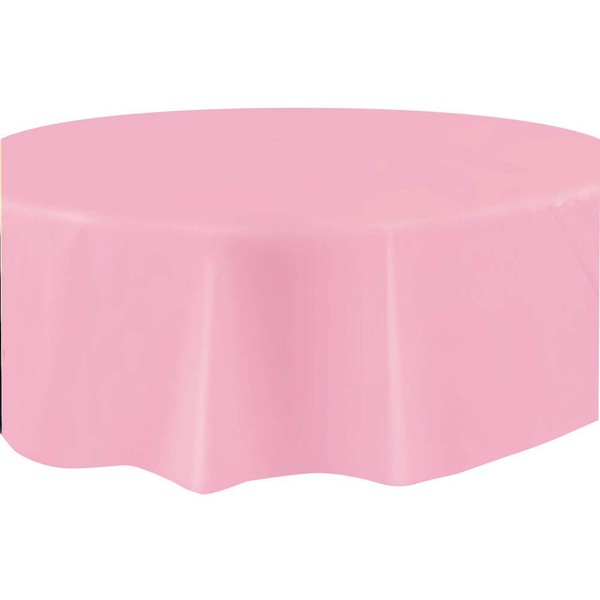 Round Light Pink Plastic Tablecloth, 84"