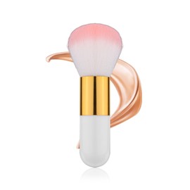 Tanning Brush for Self Tan, Large Vegan Kabuki Brush Soft Self Tanner Face Applicator Professional Makeup Tool for Flawless Tan Application (White Gold 1)