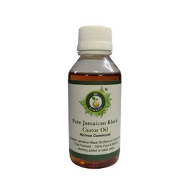 R V Essential Pure Jamaican Black Castor Oil 100 ml (3.38 Ounces) - Ricinus Communis (100% Pure and Natural Cold Pressed) Pure Jamaican Black Castor Oil
