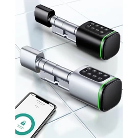 Smart Fully Digital Life Smart Cylinder Lock, Aluminum Brass Low Power Consumption with Adjustable Length Suitable for Door Width from 35-60mm. Keyless Euro Cylinder Lock (SK1)