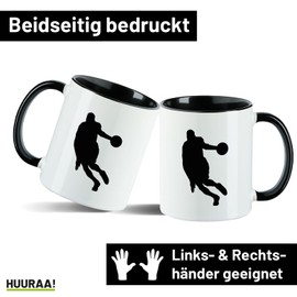 Huuraa Coffee Cup Basketball Silhouette Gift 330 ml Black Basketball Present