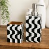 Handcrafted Black and White Bone Inlay Bathroom Set Soap Dispenser