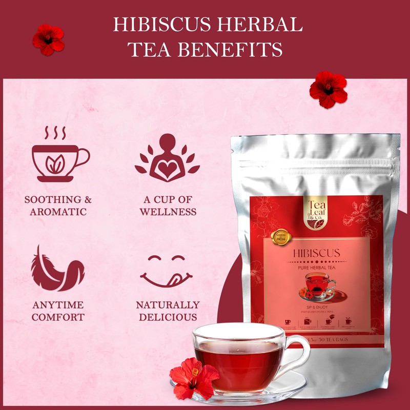 Tealeaf & Co. Hibiscus Tea with Hibiscus Flowers Extract -