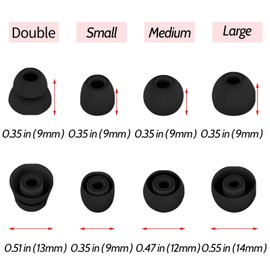 Miayaya Silicone Tips Replacement Earbuds Tips for Beats Powerbeats Pro Ear Tips Eartip Fit in The Charging Case Ear Covers, S/M/L, Double Flange, 4 Pairs, Black