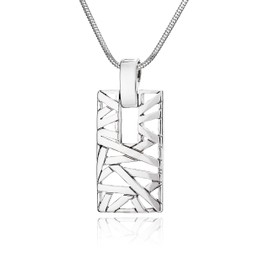 LILLY MARIE Women's Solid Silver Chain 925 Sterling Silver Pendant Rectangle Adjustable Length Jewellery Case Small Gifts, Sterling Silver