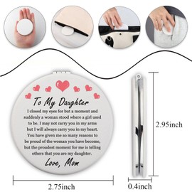 PLITI Daughter Graduation Gift Proud of Daughter Gift to My Daughter Wedding PU Leather Compact Mirror from Mom (Daughter Closed LCM)