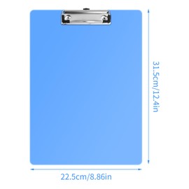 A4 Clipboard, Pack of 6, A4 Writing Case, Plastic Writing Board with Rubberised Metal Clip, Clipboard with Hanging Loose, Folder Clipboard for Office, Kitchen and School (Clear)