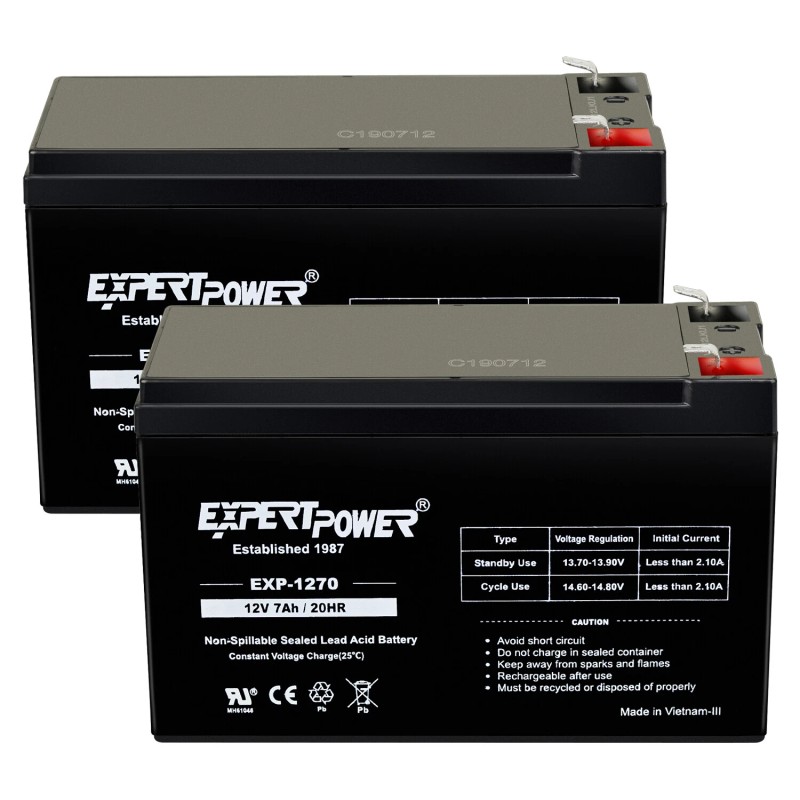 Expert Power 12 Volt 7ah Rechargeable Battery with F1 (.187)