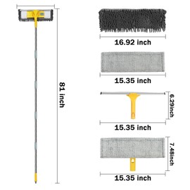 Dymoll 81" Long Handle Window Squeegee with Extension Pole, 2 in 1 Large Surface Window Cleaning Kit, Professional Window Washing Kit for High Windows Glass Car Mirror Solar Panel