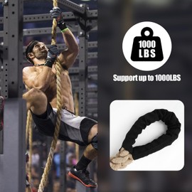 X XBEN Climbing Rope for Gym, Fitness, Strength Training, Heavy Jute Rope for Tree Swing Obstacle Course Backyard, Exercise Workout Pulling Hemp Rope for Adults,10FT 20FT 30FT 50FT 1.5 Inch