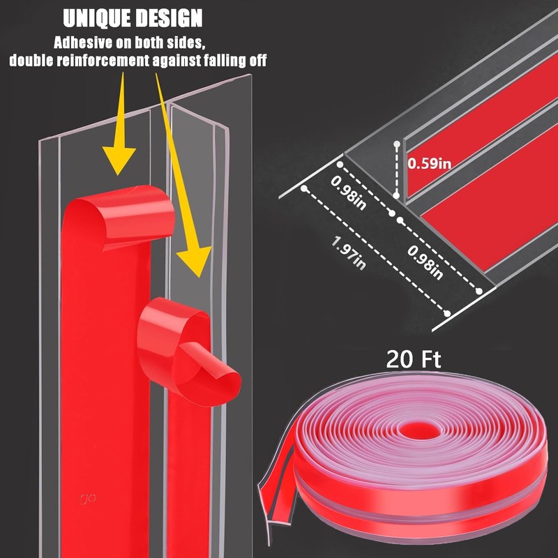Upgrade T-Shaped Door Draft Stopper, Clear Silicone Seal Strip Weather