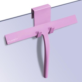 Shower Squeegee with Silicone Hook, 11" Inch Width All Purpose Squeegee Wiper for Shower Glass Doors Bathroom Mirror Tiles Car Window Cleaner Tool - Pink