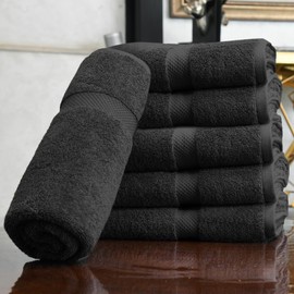 HERCULEAN Premium Bath Towels 24 x 48 Pack of 6 | Quick Dry and Highly Absorbent | 100% Cotton Terry Towels for Bathroom - Perfect for Shower - Pool and Spa - Luxury Soft Towels - Charcoal Grey