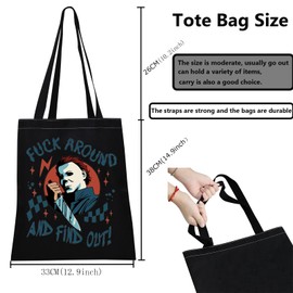 TSOTMO Horror Movie Merch Tote Bag for Horror Movie Lovers Spooky Season Gift Killers Gift Scary Horror Gifts (Horror find out)