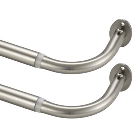 2 Pack Room Darkening Curtain Rod 48-84 Inches, Blackout Curtain Rod Wrap Around Design, Extra-Thick 3/4 Inch Diameter Single Drapery Rod, Extendable Metal Rod (2 Pack Satin Nickel)