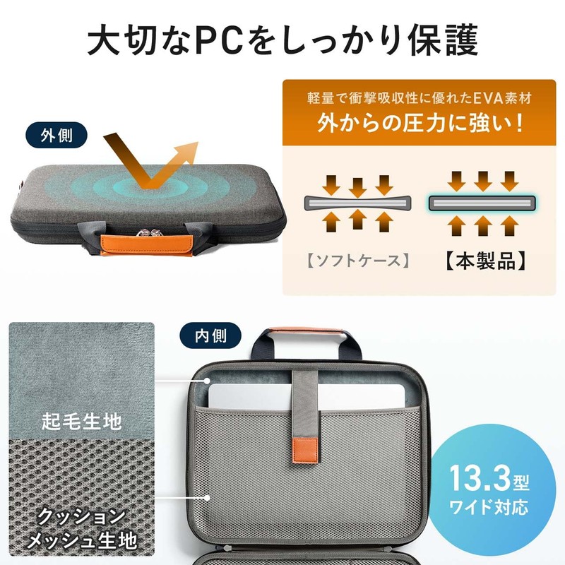 Sanwa Direct 200-INHUS1BK Computer Case, 13.3 Inches, Semi-Hard, with Small