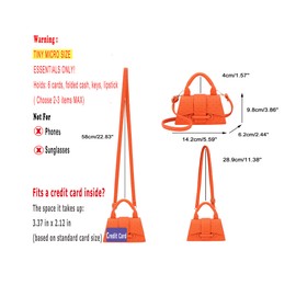Ayliss Micro Mini Crossbody Handbag Women's Purse Clutch Cute Mini Trendy Bag Top Handle PU Leather Shoulder Bag (Orange)