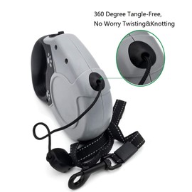 Retractable Dog Leash 26ft,360° Tangle-Free Long Cord Pets Puppy Walking Leashes,Non-Slip Handle for Small Medium Large Dogs,Up to 110 lbs (Grey)