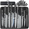 Dfito Chef Knife Sets with Roll Bag, 9 Pieces Professional