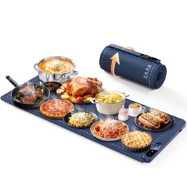 Upgrade-Extra Large Electric Warming Tray, 36"x16" Food Warming Mat with 6 Level Temperature Settings & 6 Hours Timer, Graphene Full Surface Rapid Heating, Roll Up Food Warmers for Parties, Gatherings