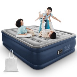 Andola Queen Air Mattress with Built in Pump, 18'' Inflatable Mattress Double High with 3 Mins Quick Self-Inflation, Dark Grey