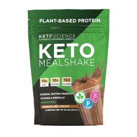 Keto Science Plant Based Protein, Keto Meal Shake, Rich in Vitamins & Minerals, Complete Meal Replacement, Pea Protein for Women & Men, Chocolate Cream, 14 Servings