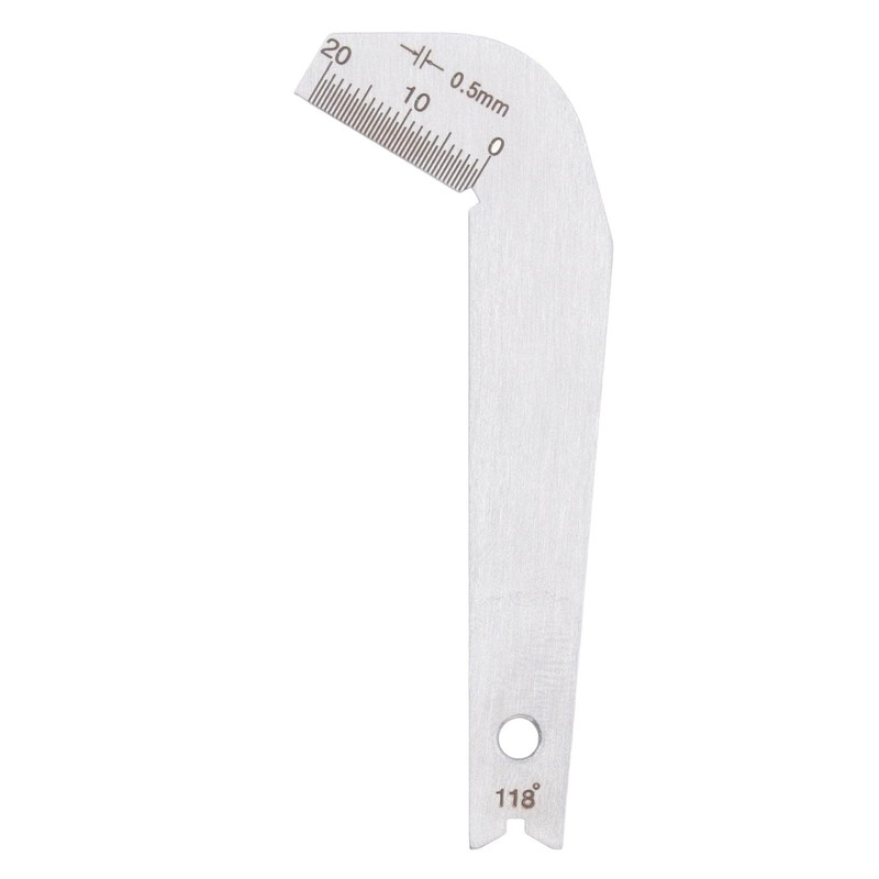 Drill Bit Sharpening Gauge, Stainless Steel 0.5mm Accuracy 118° Angle