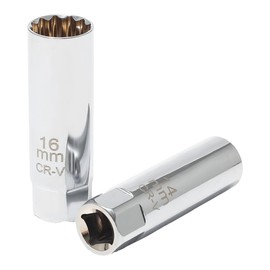 Plug Wrench, Spark Plug Wrench, 0.6 inch (14 mm) and 0.6 inch (16 mm), Plug Wrench, Magnetic Joint, Universal Socket, Set of 2, 12 Square Thin Wall Universal Socket Removal Tool for Exchanging Plugs